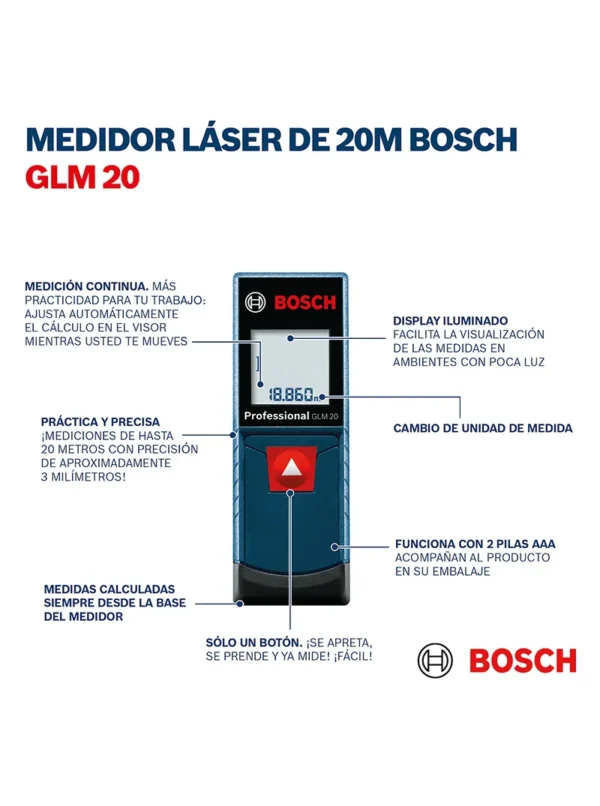 Nivel láser verde 15m GLL 2-15 G + Medidor GLM 20 Bosch