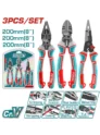 Juego de alicates TOTAL THT2MK231 con cortafrío y pinza de 8 pulgadas para corte, sujeción y trabajos eléctricos y mecánicos.