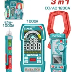 Kit de pruebas eléctricas con multímetro digital AC/DC 1000V, pinza amperimétrica AC/DC y detector de voltaje de 12V a 1000V.