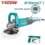 Polichadora TOTAL UTP11418018 de 7 pulgadas, 1400W y velocidad variable de 1500 a 3600 RPM para pulido y abrillantado.