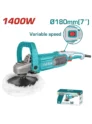 Polichadora TOTAL UTP11418018 de 7 pulgadas, 1400W y velocidad variable de 1500 a 3600 RPM para pulido y abrillantado.