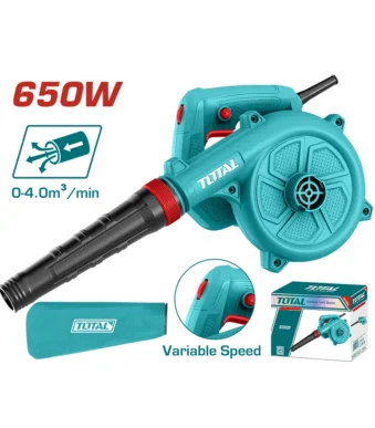 Soplador aspirador industrial TOTAL UTB6566 de 110V y 650W para limpieza y aspiración de polvo, virutas y residuos.