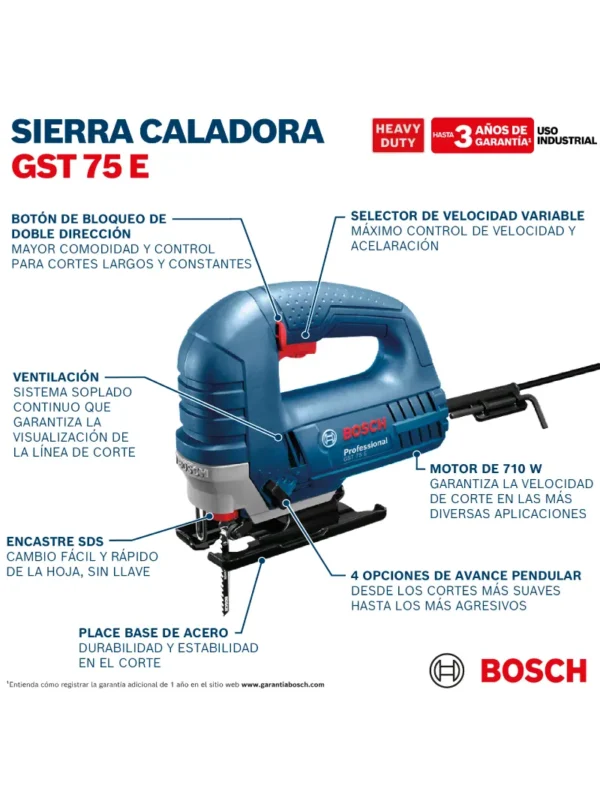 SIERRA CALADORA PROFESSIONAL 710W GST 75 E BOSCH - Imagen 4