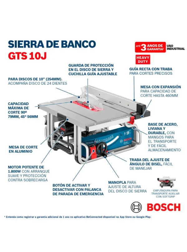 SIERRA DE MESA PROFESIONAL DE 10" 1800W GTS 10 J BOSCH - Imagen 4
