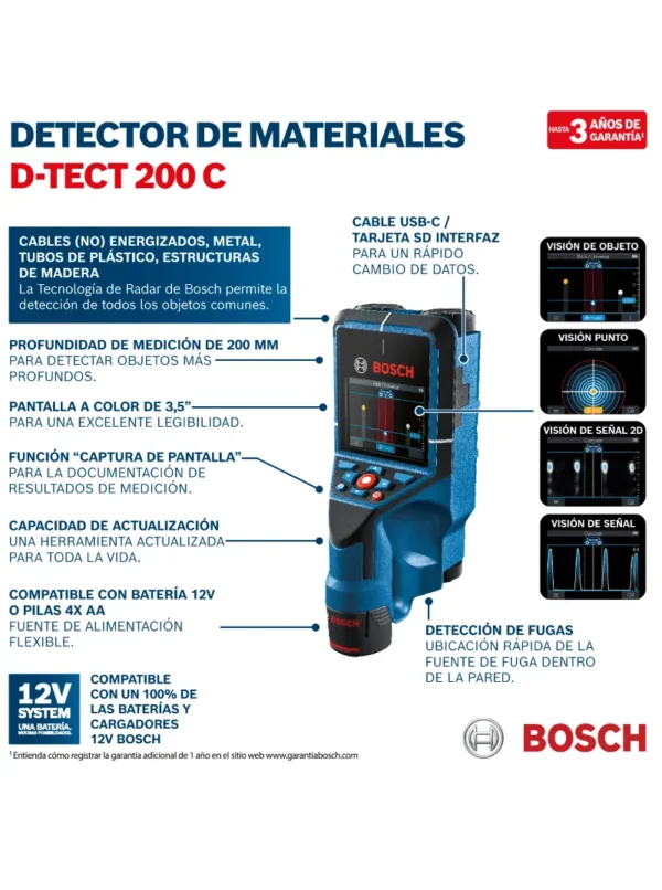 MEDIDOR DETECTOR Y ESCÁNER DE MATERIALES D-TECT 200 C BOSCH - Imagen 8