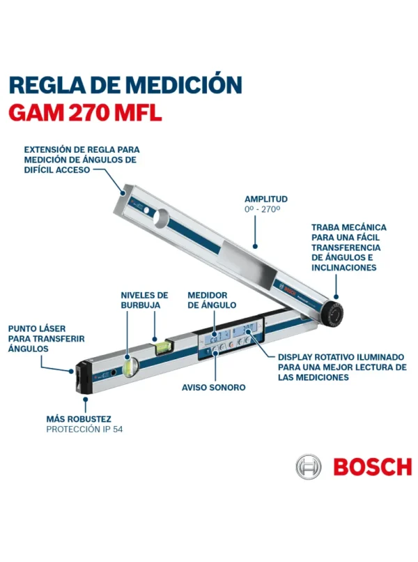 MEDIDOR DE ÁNGULOS HASTA 270° PROFESSIONAL GAM 270-MFL BOSCH - Imagen 5