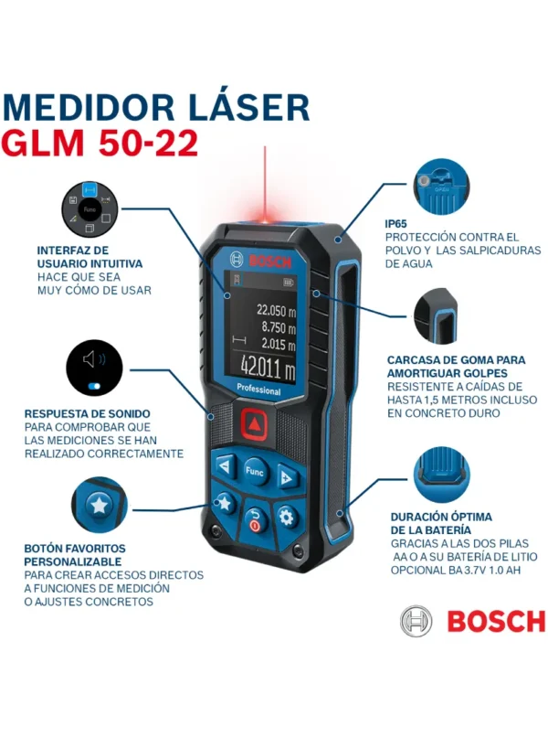 MEDIDOR LÁSER DE DISTANCIA 50M GLM 50-22 BOSCH - Imagen 5