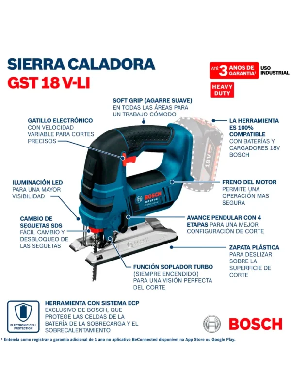 SIERRA CALADORA INALÁMBRICA GST 18V-LI BOSCH - Imagen 6
