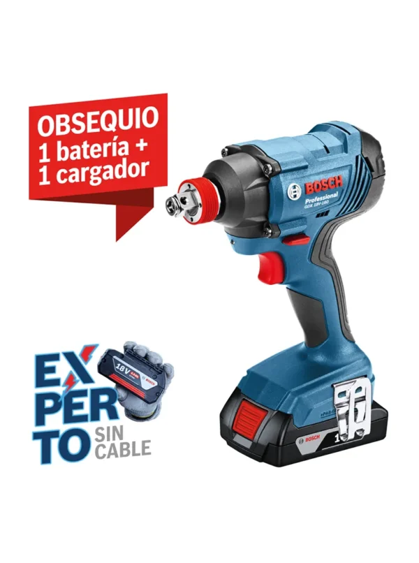 LLAVE DE IMPACTO 1/2"-1/4" 18V 2 BATERÍAS GDX 180-LI BOSCH - Imagen 1