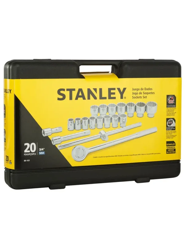 JUEGO DE COPAS 19 PIEZAS CUADRANTE 3/4 DE 22 AL 50 MM STANLEY 89-101
