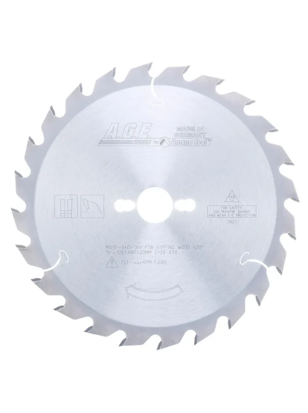 DISCO PARA SIERRA CIRCULAR DE TUNGSTENO PARA MADERA 10 X 5/8 X 24 DIENTES MD10-240-30 AGE BY AMANA TOOL