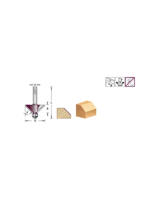 FRESA PARA CHAFLAN CON RODAMIENTO 1.1/4 X 17/32 ESPIGO 1/4 45° MD252 AGE BY AMANA TOOL