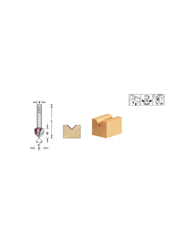 FRESA PARA CORTE EN V 1/2 90° ESPIGO 1/4 MD234 AGE BY AMANA TOOL