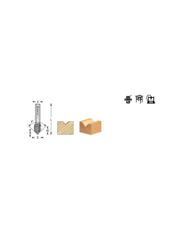 FRESA PARA CORTE EN V DE 90° 7/8 ESPIGO 1/2 45720 AMANA TOOL