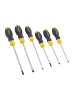detalle de puntas y mangos ergonómicos del juego de destornilladores STANLEY 60-060