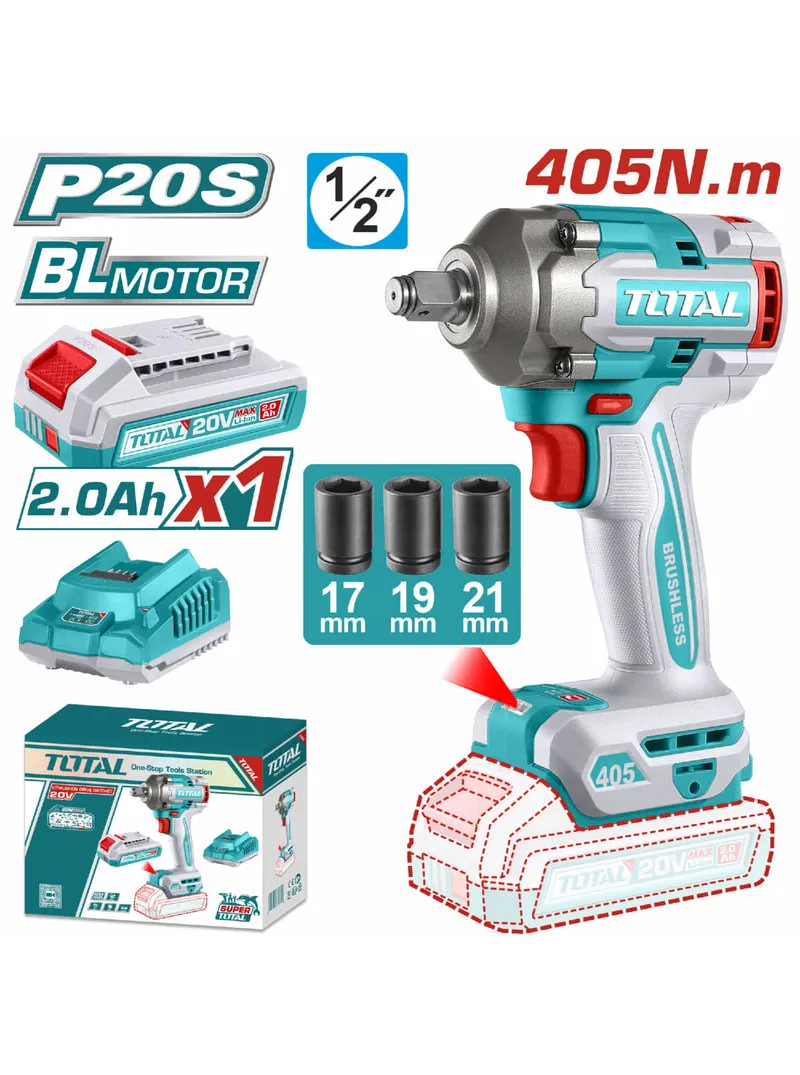 LLAVE INALÁMBRICA DE IMPACTO 12 + 1 BATERÍA 2 AH + CARGADOR + 3 COPAS TOTAL UTIWLI20455 LLAVE INALÁMBRICA DE IMPACTO 12 + 1 BATERÍA 2 AH + CARGADOR + 3 COPAS TOTAL UTIWLI20455