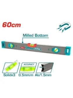 NIVEL DE BURBUJA MAGNÉTICO INDUST 60cm TMT26028M TOTAL TOOLS