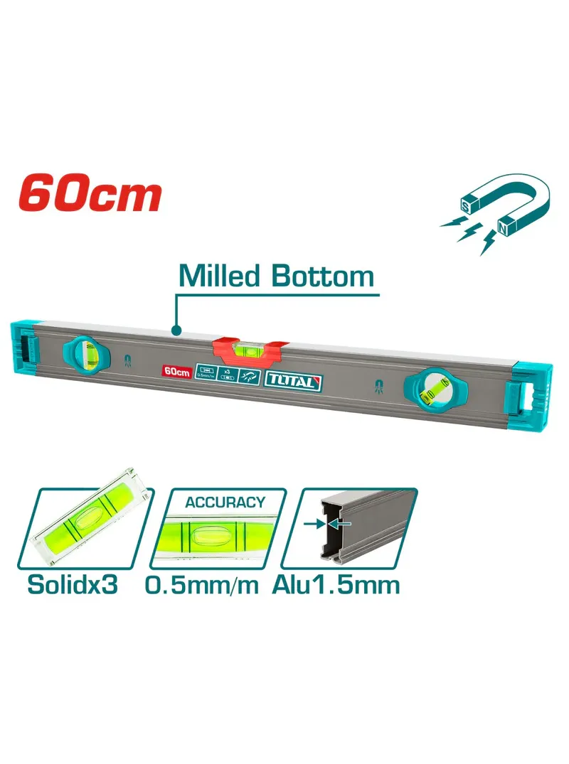NIVEL DE BURBUJA MAGNÉTICO INDUST 60cm TMT26028M TOTAL TOOLS NIVEL DE BURBUJA MAGNÉTICO INDUST 60cm TMT26028M TOTAL TOOLS