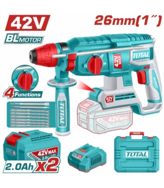 ROTOMARTILLO INALÁMBRICO 1 42V 2.5J SDS-PLUS + 2 BATERÍAS 2Ah TOTAL UTRHLI422682