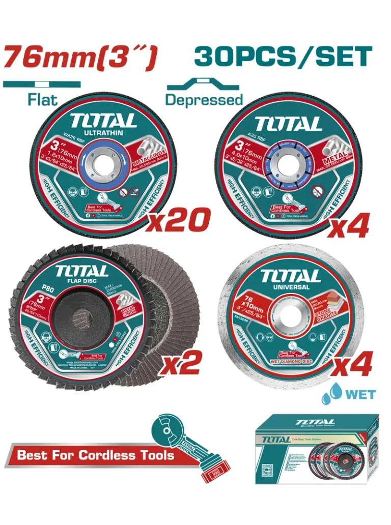 DISCOS ABRASIVOS SURTIDOS 3" x 30 UNIDADES TAC97630 TOTAL TOOLS