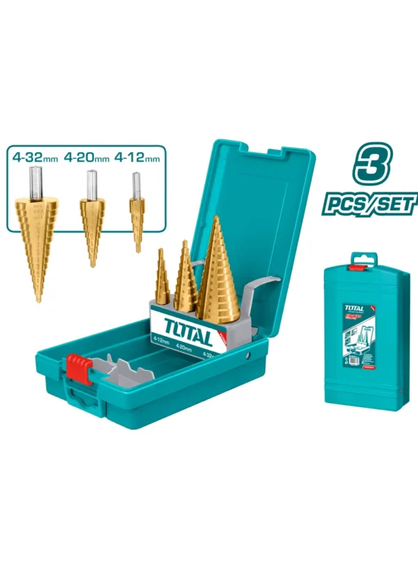 JUEGO DE BROCAS ESCALONADA 3 PZ 3/16 A 1.1/4 TACSD2031 TOTAL TOOLS