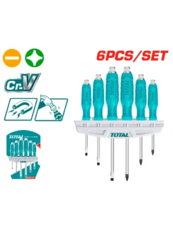 JUEGO DE DESTORNILLADORES 6 PZ MANGO SOLIDO THGSS35061 TOTAL TOOLS
