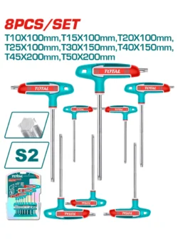LLAVE TORX MANGO EN T DEL T10 AL T50 THHW80836 TOTAL TOOLS