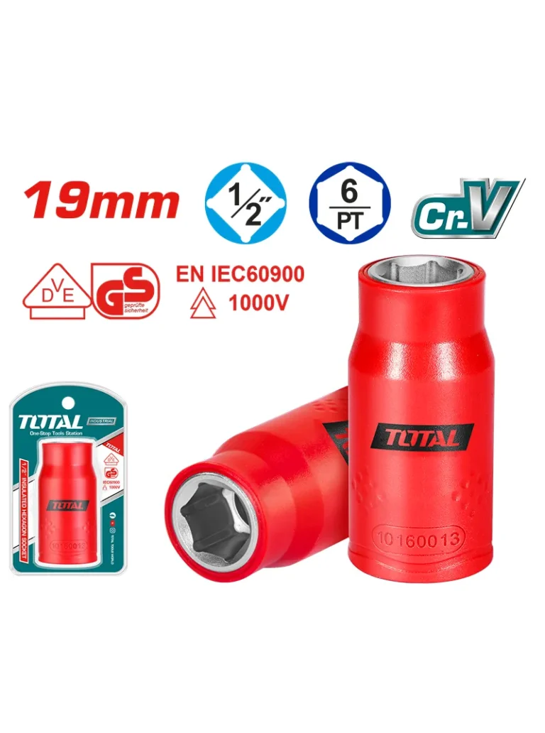 LLAVE COPA AISLADA 1000V 19MM 1/2" HEXAGO THIHAST12191 TOTAL TOOLS