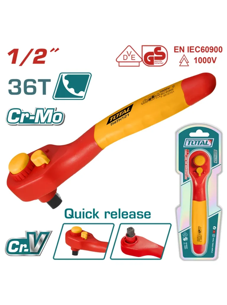 RACHET REVERSIBLE DE 1/2" AISLADO 1000 V THIRTH121 TOTAL TOOLS