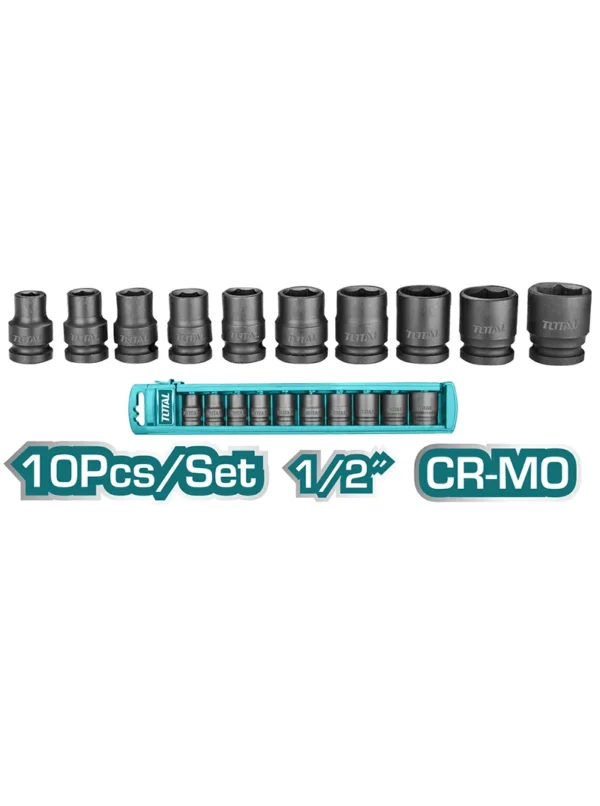 JUEGO DE COPAS DE IMPACTO DE 1/2" 10 A 24MM THISTD12101 TOTAL TOOLS
