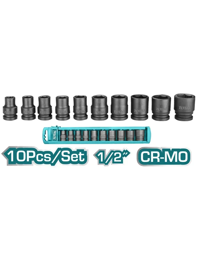 JUEGO DE COPAS DE IMPACTO DE 1/2" 10 A 24MM THISTD12101 TOTAL TOOLS