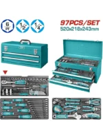 KIT DE HERRAMIENTAS 97 PIEZAS LLAVES COPAS THPTCS70971 TOTAL TOOLS