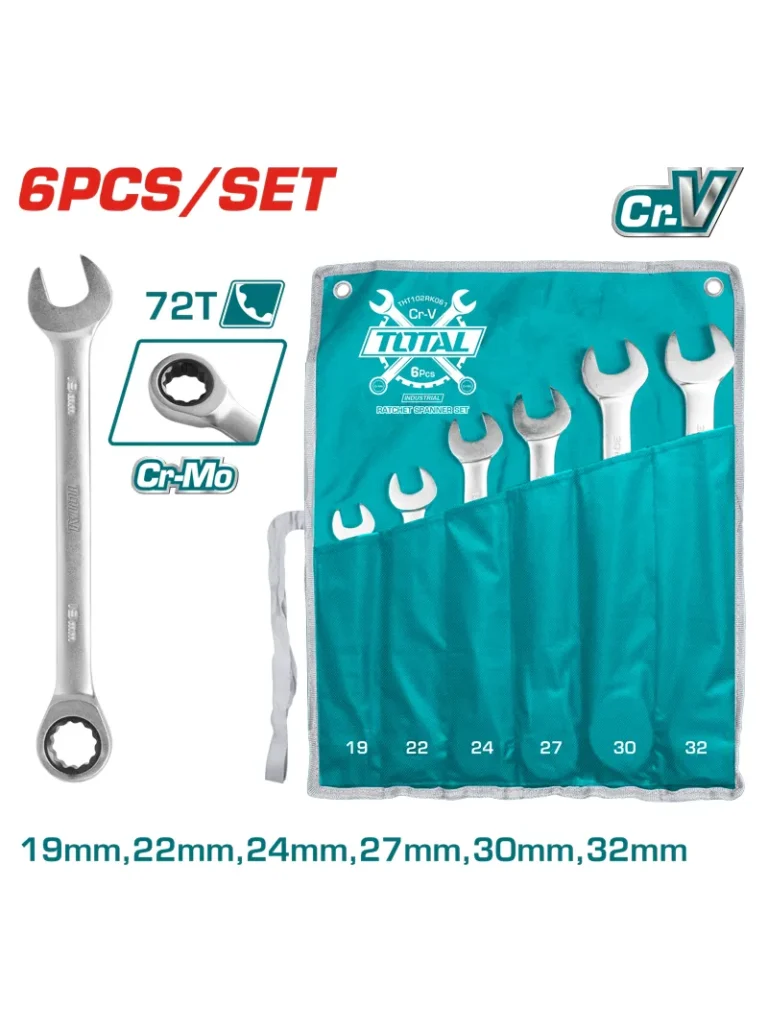 JUEGO DE 6 LLAVES COMBINADAS 19-32MM THT102RK061 TOTAL TOOLS