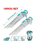 JUEGO DE LLAVES BRISTOL + TORX 18 PZ THT106KT0181 TOTAL TOOLS