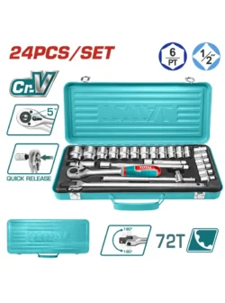 JUEGO DE COPAS 10 - 32MM DE 1/2" 24 PIEZAS THT121242 TOTAL TOOLS