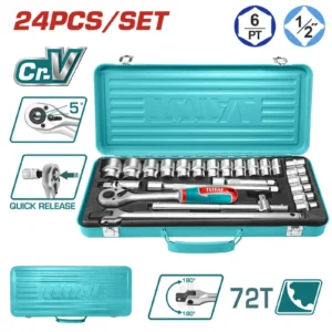 JUEGO DE COPAS 10 - 32MM DE 1/2" 24 PIEZAS THT121242 TOTAL TOOLS