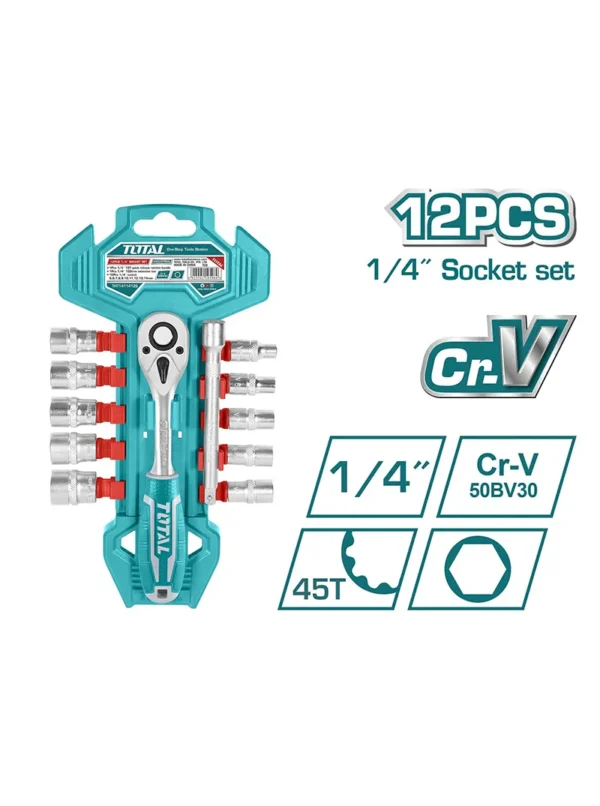 JUEGO DE COPAS DE 12 PZ 5-14MM DE 1/4" THT14114126 TOTAL TOOLS