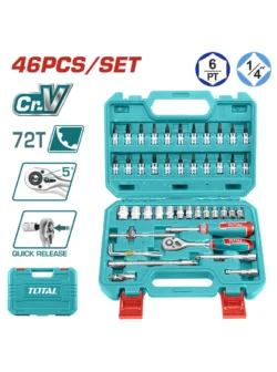 JUEGO DE COPAS DE 45 PIEZAS DE 1/4" THT141462 TOTAL TOOLS