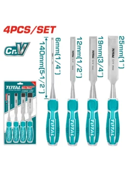 JUEGO DE FORMONES PROFESIONALES 1/4" A 1" 4 PZ THT41K0401 TOTAL TOOLS