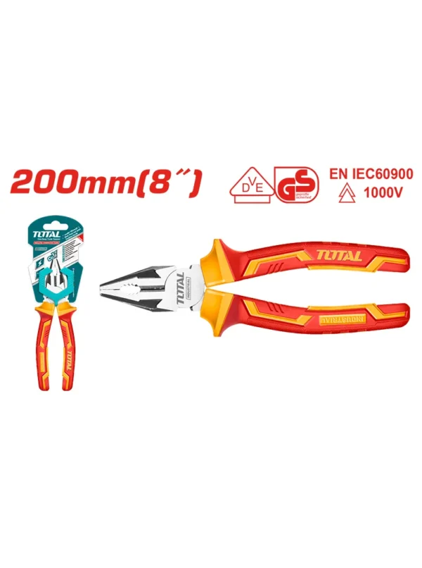 ALICATE AISLADO DE 1000 V DE 8" ELECTRICISTA THTIP2181 TOTAL TOOLS