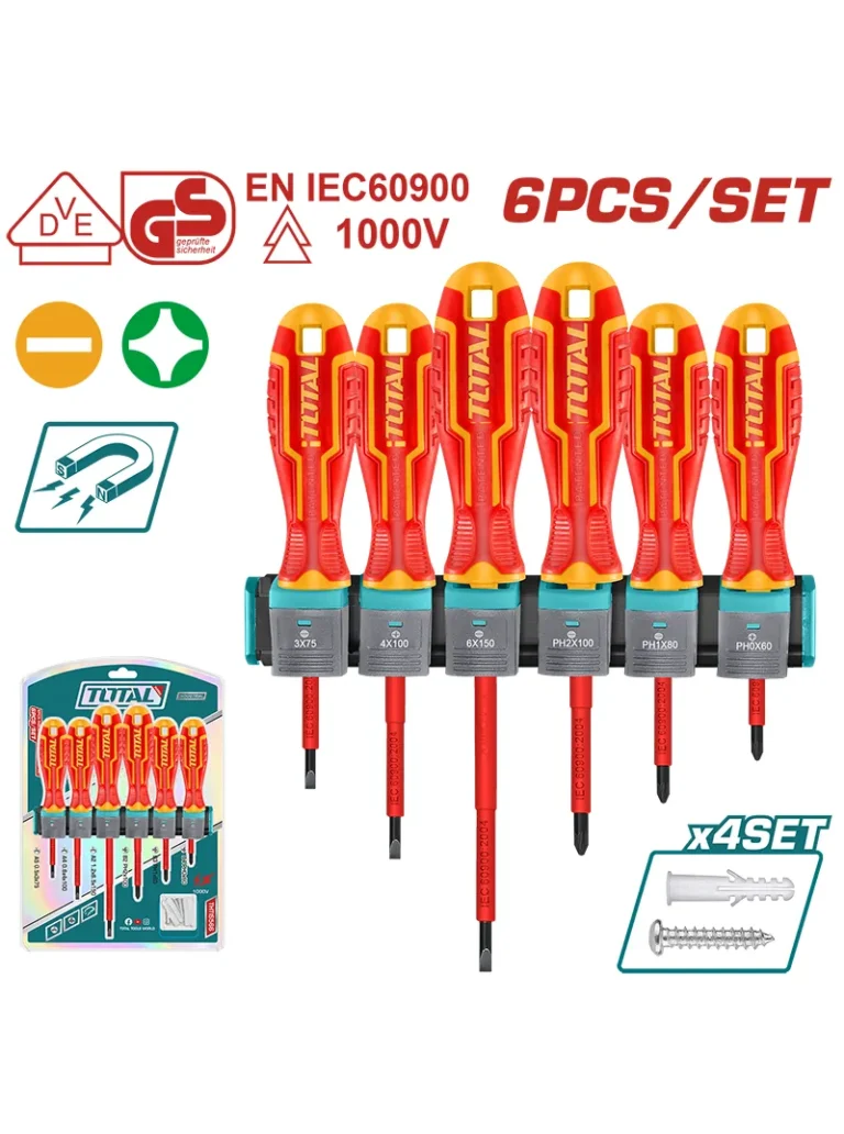 JUEGO DE DESTORNILLDORES PZ AISLADOS 1000V THTIS566 TOTAL TOOLS