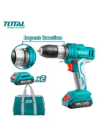 TALADRO INALÁMBRICO DE ROTACIÓN 3/8" CON 2 PILAS UTDLI1222 + MINI PULIDORA 750 WATIOS UTG10711556 TOTAL TOOLS