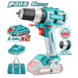 TALADRO INALÁMBRICO PERCUTOR 20V 2 PILAS UTIDLI20608 TOTAL TOOLS