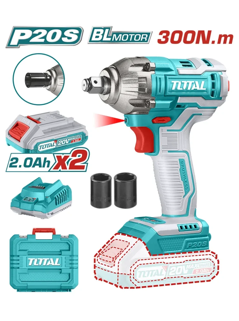 LLAVE DE IMPACTO INALÁMBRICA 20V 2PILAS 2AH DE 1/2" UTIWLI2038 TOTAL TOOLS