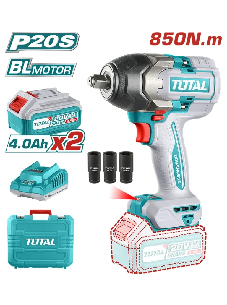 LLAVE IMPACTO INALÁMBRICA 20V 2 PILAS 4Ah DE 1/2" UTIWLI2085 TOTAL TOOLS