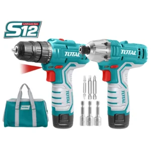 TALADRO INALÁMBRICO 3/8" + DESTORNILLADOR 2 PILAS + CARGADOR UTKLI1201 TOTAL TOOLS