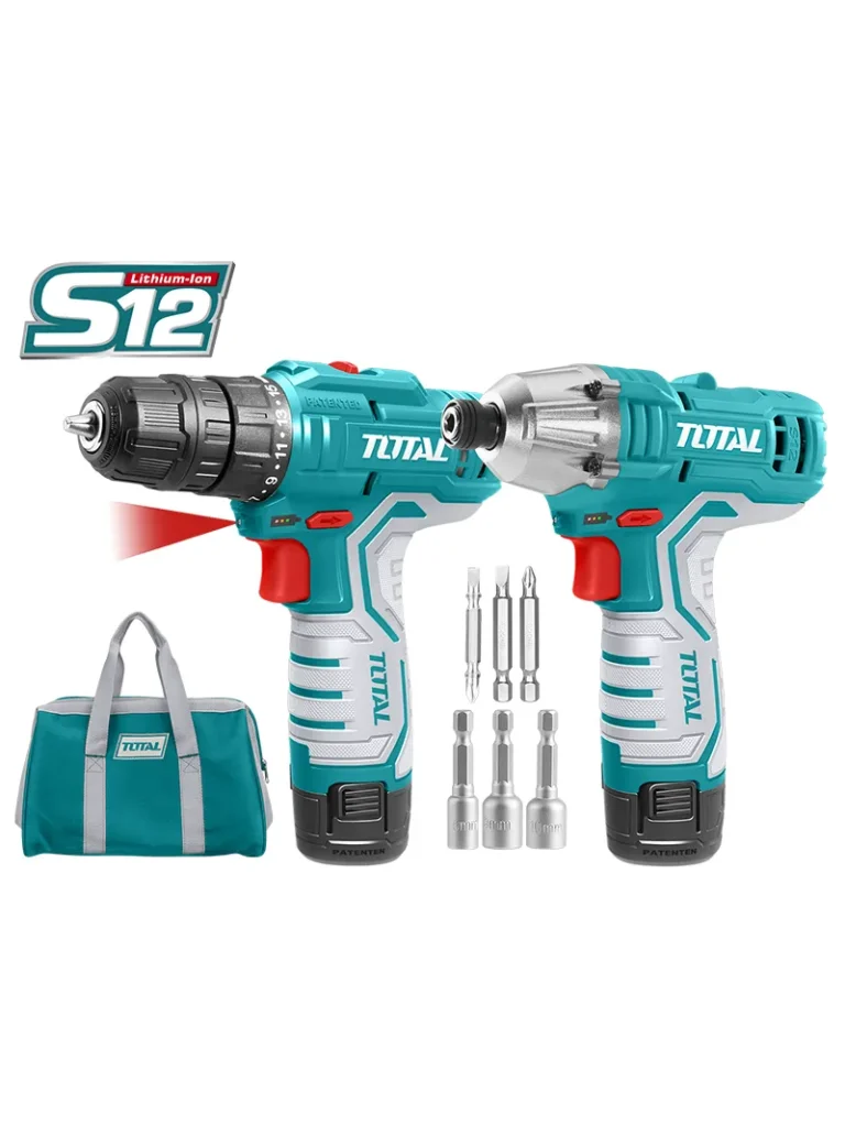 TALADRO INALÁMBRICO 3/8" + DESTORNILLADOR 2 PILAS + CARGADOR UTKLI1201 TOTAL TOOLS