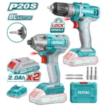 TALADRO INALÁBRICO 3/8" DE ROTACIÓN + DESTORNILLADOR 2 PILAS + CARGADOR UTOSLI230708 TOTAL TOOLS