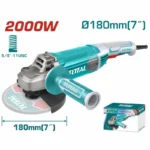 Pulidora industrial Total Tools UTG1251806 de 7 pulgadas y 2400 W para trabajos de corte, desbaste y pulido.
