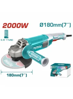 Pulidora industrial Total Tools UTG1251806 de 7 pulgadas y 2400 W para trabajos de corte, desbaste y pulido.